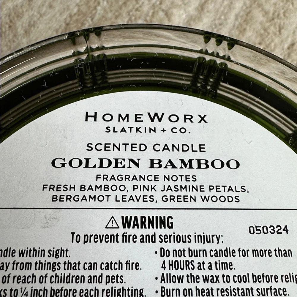 NWT HomeWorx by Slatkin + Co. Golden Bamboo Clarendon Scented Candle 18 oz.
